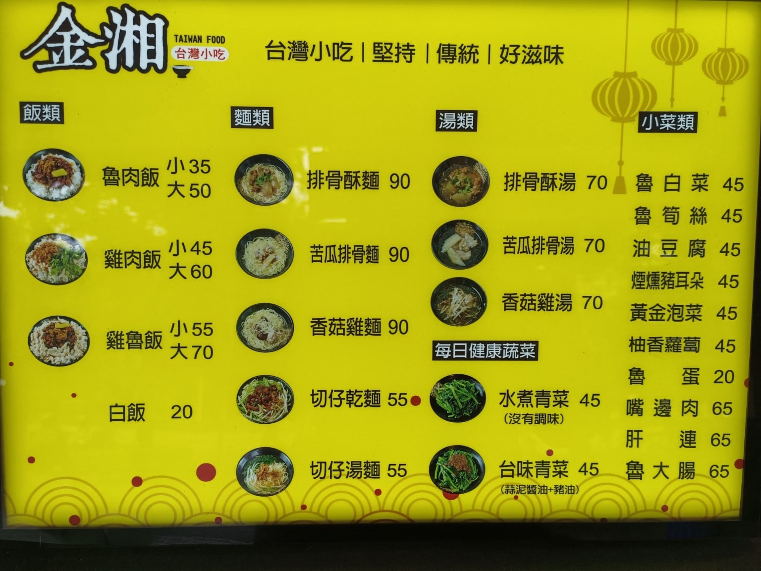 金湘台灣小吃,金湘台灣小吃菜單,金湘台灣小吃價格,中正區美食,中正美食,忠孝新生美食,台灣小吃,滷肉飯,雞肉飯 店家菜單